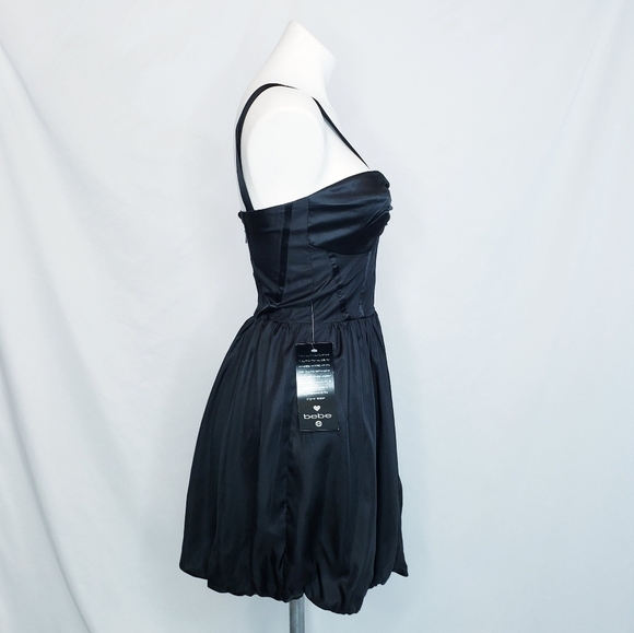 NWT Bebe Sleeveless Bubble Hem Cocktail Party Dress Black - Picture 4 of 13
